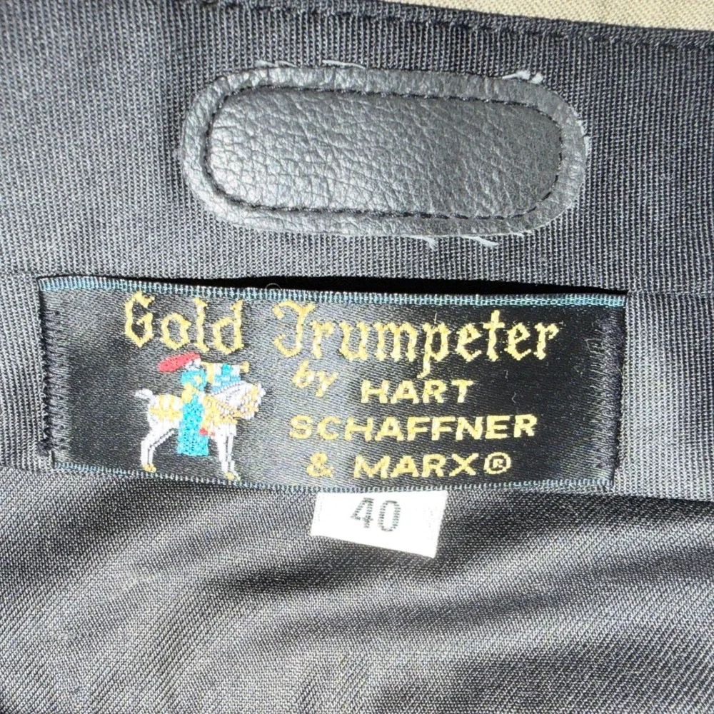 Hart Schaffner Marx Gold Trumpeter Mens 40 Tan Super 100s Wool Pleated Pants